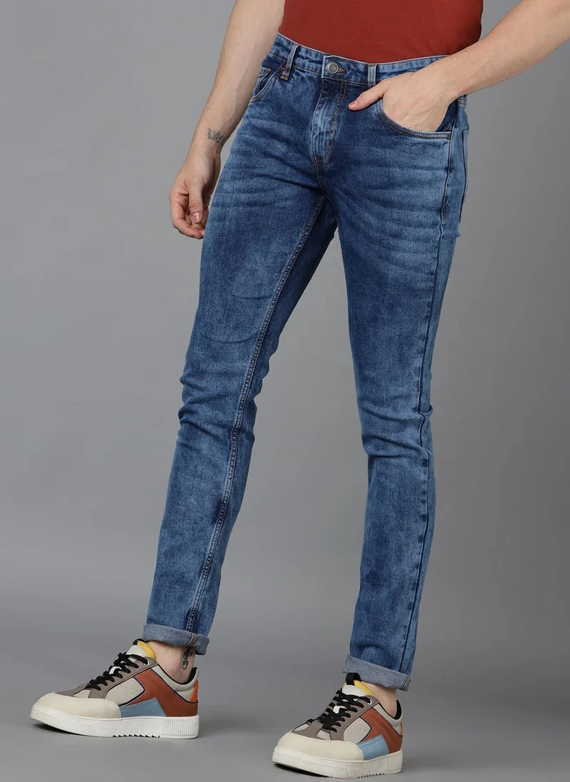 Urbano Fashion  Urbano Fashion Men's Blue Slim Fit Washed Jeans Stretchable for Men | Best Price UAE